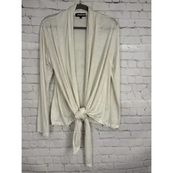Anatomie Women Tie Front Cardigan Size Large Ivory Light Weight Tshirt Material - Picture 2 of 7